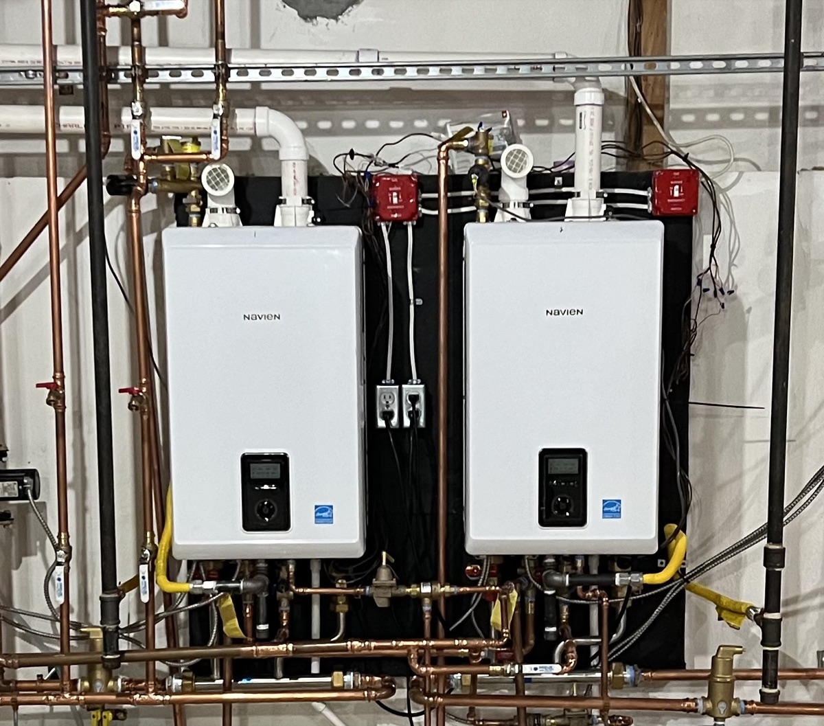 Dual Navien tankless water heater installation
